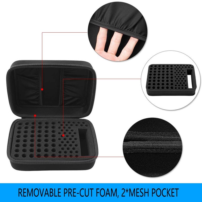 Comecase Battery Organizer Storage Box Case Holder for 48 x AA, 48 x AAA Total 96 Batteries with Battery Tester, Extra 2 Pockets for Other Accessories - Image 3